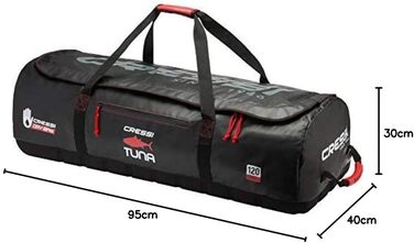 Велика водонепроникна сумка Cressi Tuna 120 л чорна/червона, з коліщатками або без, для дорослих