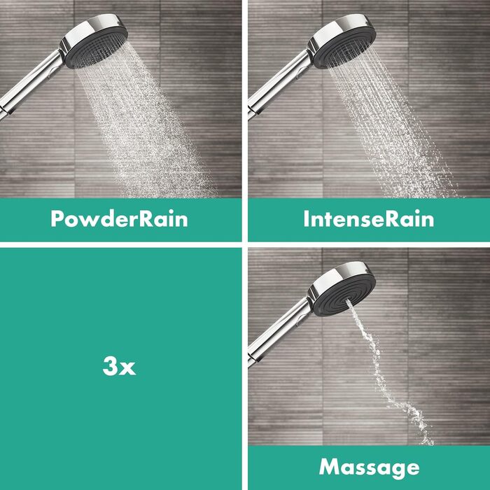 Душовий набір hansgrohe Pulsify Select S, кругла лійка з 3 режимами (PowderRain), тримачем і шлангом 1,25 м, хром