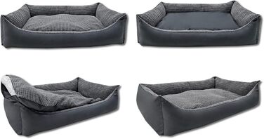 Odolplusz XXL Лежак для великих собак, графіт, 100x70x19 см, знімний і праний чохол, двостороння подушка, корд