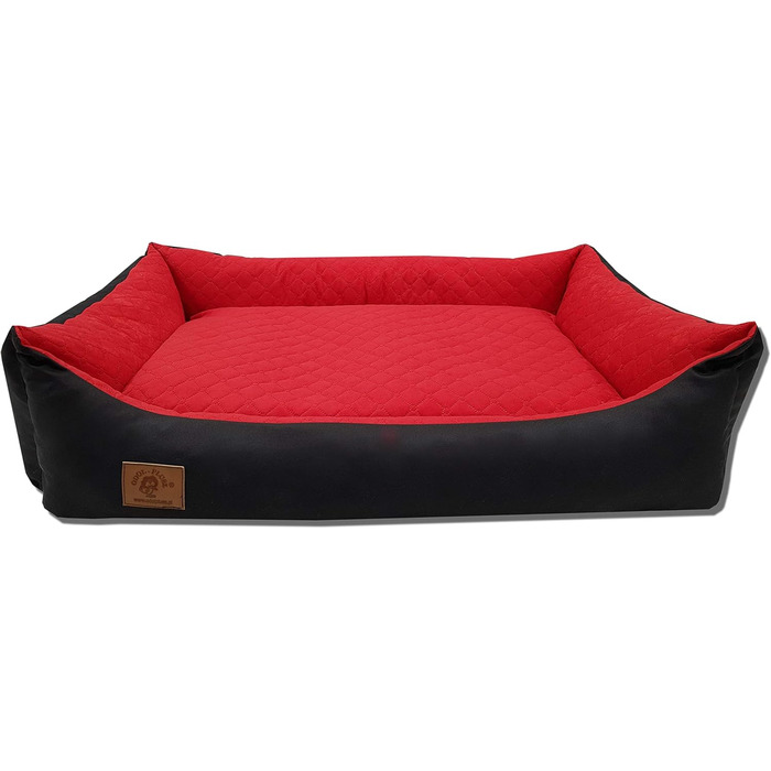 Odolplusz XXL Ліжко для великих собак, чорне-червоне, 100x70 см – собаче ліжко-матрац із двосторонньою подушкою, знімний та праний чохол