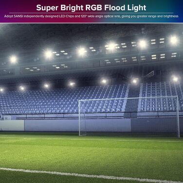 Світлодіодний RGB прожектор SANSI 10 Вт для вулиці, з пультом, водонепроникний IP65, 20 кольорів, 6 режимів, таймер, для саду та вечірок, 2 шт.