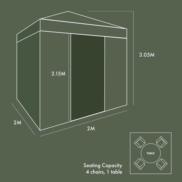 Павільйон Airwave EX26032 Pop-Up з боковинами, 2x2 м, білий