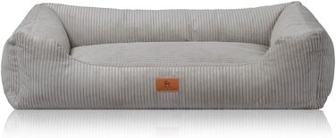 Лежак для собак Knuffelwuff Olivia XL 105x75 см, світло-сірий, знімний та праний чохол, кордовий матеріал, для великих, середніх і малих порід