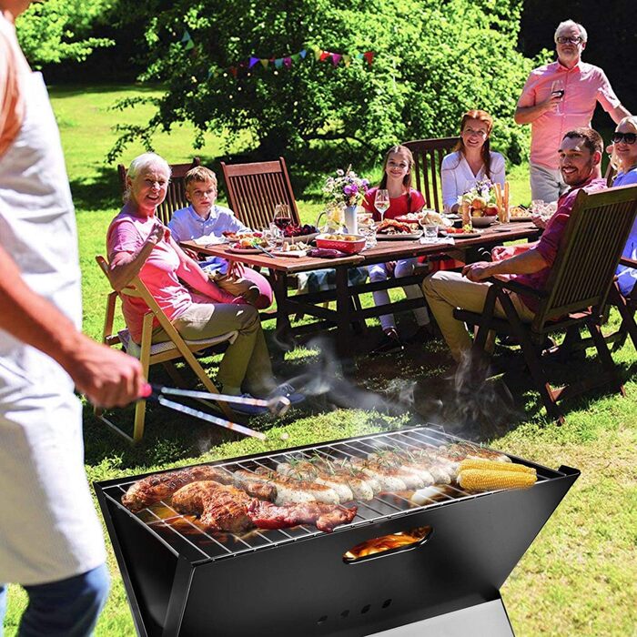 Портативний вугільний гриль moclever, складаний та компактний BBQ гриль з великою робочою поверхнею для кемпінгу, подорожей, саду та відпочинку на природі
