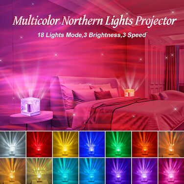 LED проектор зоряного неба, північне сяйво, 18 режимів підсвітки, нічник з 15 звуками, лампа з пультом, таймером для дітей і дорослих, декор для вечірок (білий)