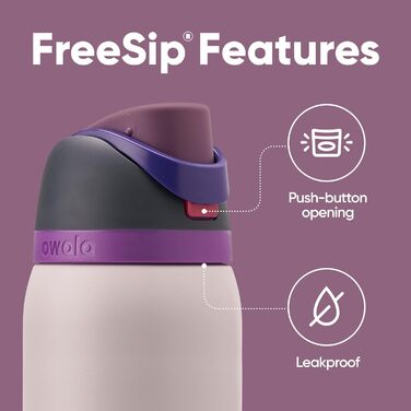 Owala FreeSip ізольована пляшка для води з нержавіючої сталі зі стійкою до протікання кришкою та трубочкою, 1,2 л, BPA-free, для спорту та подорожей, Dreamy Field