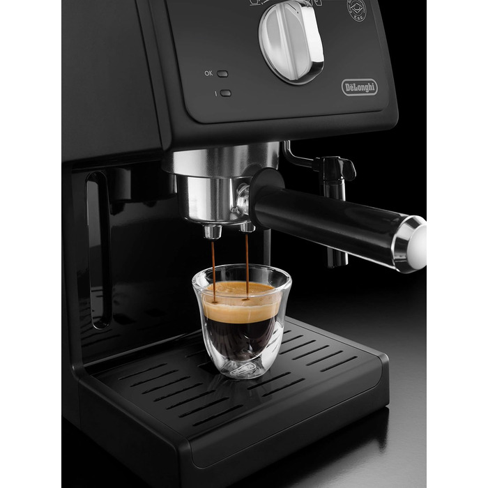 De'Longhi ECP 31.21 – еспресо-машина з холдером, чорна, 1,1 л, алюмінієва, парова насадка, для ESE-капсул