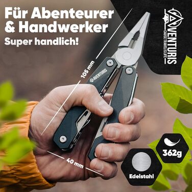 Мультитул AVENTURIS® — багатофункціональний інструмент для велосипеда та аутдору, чоловічий подарунок, зелене або чорне, персоналізований