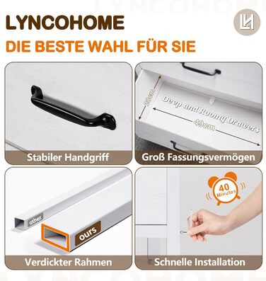 LYNCOHOME комод із тканини з 6 шухлядами, тумба під телевізор, органайзер для спальні, кухні, офісу, коридору