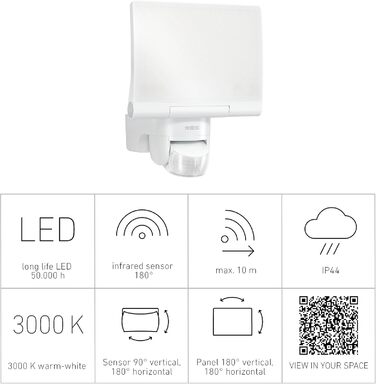 Світлодіодний прожектор Steinel XLED Home 2 S білий, з датчиком руху, 13,7 Вт, 180°, 10 м, 1550 лм, регульований