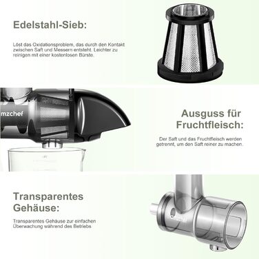 Соковитискач-насадка для KitchenAid Artisan, набір аксесуарів для повільного віджиму овочів і фруктів, чорний (машина не входить до комплекту)