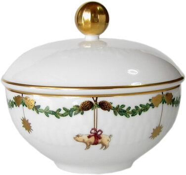 Цукорниця з кришкою Royal Copenhagen Star Fluted, різнокольоровий фарфор, різдвяна колекція