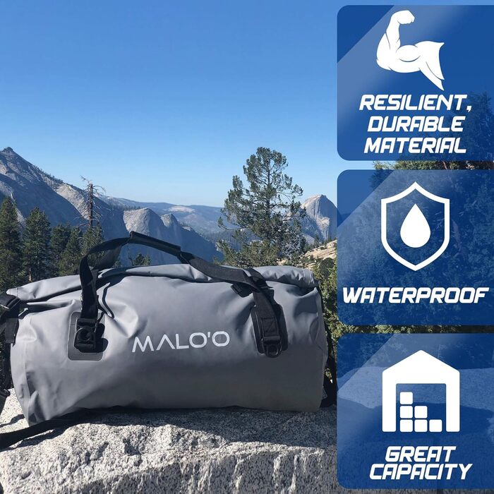 Водонепроникна сумка Malo'o Rolltop Duffel 40/60/100 л для спорту, кемпінгу, риболовлі, каякінгу, плавання, пляжу, з внутрішніми і зовнішніми кишенями