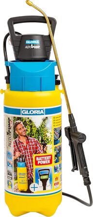 Автоматичний акумуляторний обприскувач GLORIA AutoPump 5 л для саду, з батарейним живленням, без ручного накачування, рівномірне розпилення