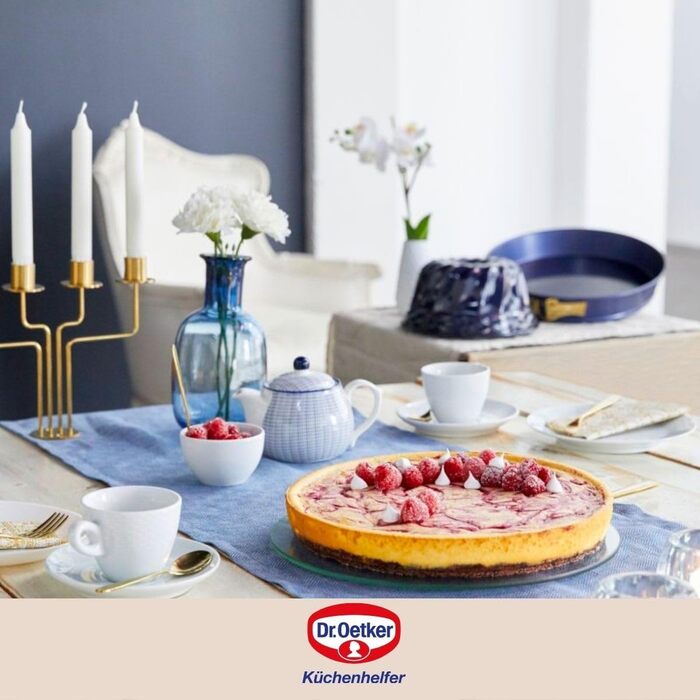 Форма для випікання Dr. Oetker 32 см, емальована, з підйомним дном – кругла антипригарна форма для торта, пирога, кішу, з конічним краєм, стійка до подряпин і порізів