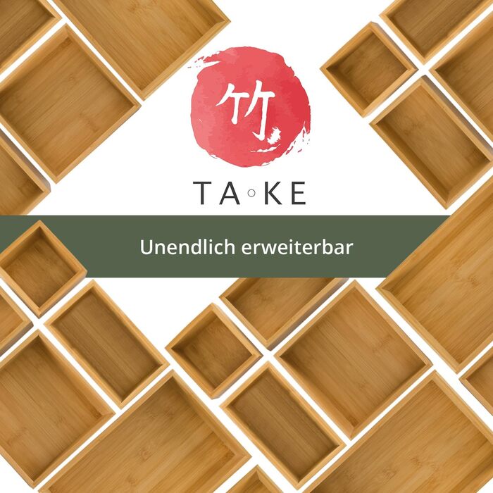 TAKE® органайзер для шухляд, 6 шт, 100% натуральний бамбук, різні розміри, для кухні, ванної, офісу, туалетного столика