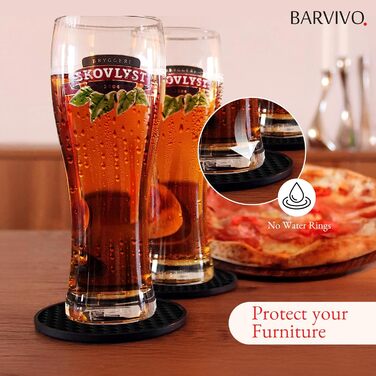 Силіконові підставки BARVIVO, 8 шт, чорні з трикутниками – підставки під напої для захисту дерев'яних, скляних та мармурових поверхонь, підставки під чашки