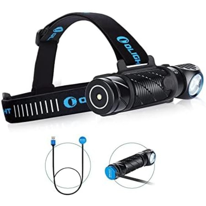 Налобний ліхтар OLIGHT Perun 2, 2500 люменів, 166 м, USB-зарядка, 5 режимів, таймер, акумулятор, для бігу, риболовлі, кемпінгу, чорний