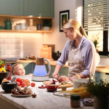 Електричний чайник Russell Hobbs зі скла 1,7 л з регулюванням температури 40-100°C, LED-підсвіткою, тихою технологією кип'ятіння, функцією підтримки тепла, цифровим дисплеєм, сенсорним управлінням, 2400 Вт, модель Calm 27450-70