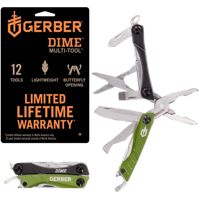 Мультитул Gerber Dime 12 в 1, кишеньковий, чорний, 1014030 (зелений, EU)