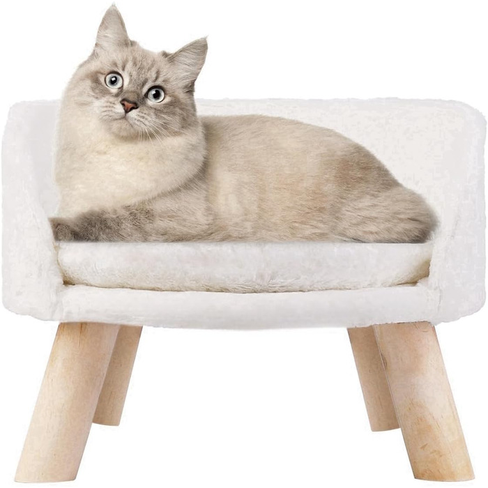 Розкішний диван для котів Katzensofa, велике котяче крісло з подушкою, підняте ліжко для котів і малих собак, 40 см, бежевий