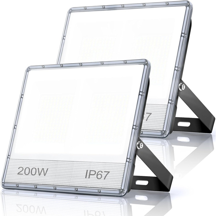 YIQIBRO LED прожектори для вулиці 50Вт, 2шт, 5000Лм, 7000K холодне світло, IP67, водонепроникні, для саду, гаража, двору, тераси