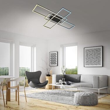 BRILONER LED стельова лампа з пультом, диммована, регульована температура світла, для вітальні, спальні, кухні, 104x42x10 см, чорна