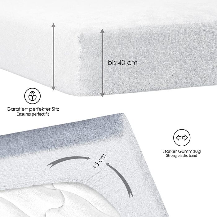 Простирадло на резинці Bedskin Premium для бокс-спрінг та водяних ліжок, 200x200-220 см, до 40 см, трикотажне, 100% бавовна, біле