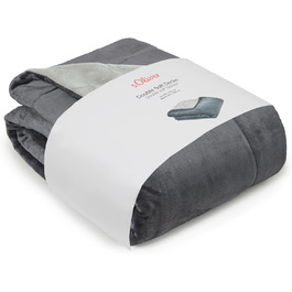 Плед s.Oliver Doublesoft 150x200 см, надзвичайно м'який і теплий, поліестер, сірий/світло-сірий