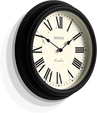 Настінний годинник Jones Clocks 30 см, класичний круглий, зелений, римські цифри, традиційний дизайн для кухні, вітальні чи спальні