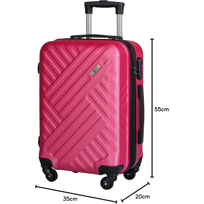 Жорсткий валізний чемодан Xonic Design Boardcase 55x35x20 см, з кодовим замком і 360° колесами, ручна поклажа, неоново-рожевий, преміум-якість