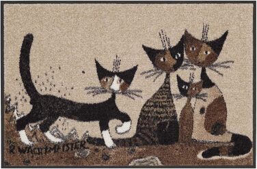 Килимок для підлоги Salonloewe Rosina Wachtmeister Serafino & Friends 50x75 см, вхідний, миючий, для дому, з котами, кольоровий
