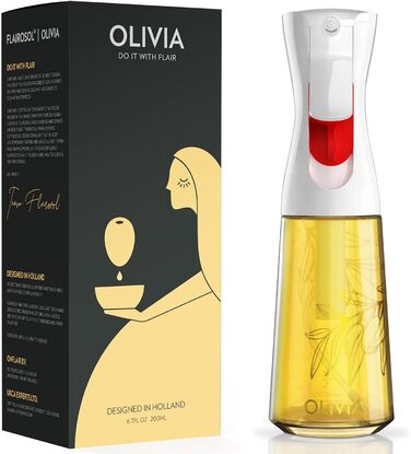Скляний олійний спрей FLAIROSOL OLIVIA 200 мл з дозуванням, для кухні, салатів, гриля, випічки, золоті листя