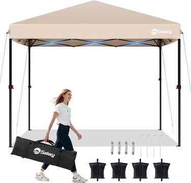 Павільйон Sekey One-Touch Pop Up 3x3 м, водонепроникний, зимостійкий, складаний, посилені труби, для кемпінгу, фестивалів, вечірок, колір хакі