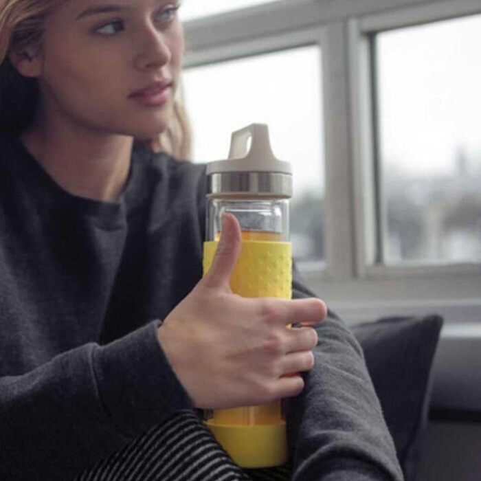 Термобутилка SIGG Hot & Cold із скла 0.4 л з силіконовим чохлом Ultra Lemon, ізольована, без шкідливих речовин