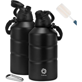 Термос Fjbottle 1900 мл з нержавіючої сталі, магнітна кришка, подвійні стінки, BPA Free, для води, газованих напоїв, спорт, фітнес, кемпінг, чорний