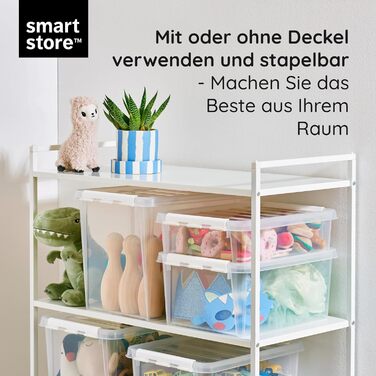 Набір з 4 контейнерів SmartStore Classic 8L з кришкою, харчовий пластик, прозорі, міцні, штабельовані, 34x25x16 см, гарантія 10 років