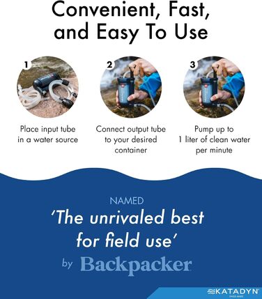 Ручний водяний фільтр Katadyn Hiker Pro для походів, кемпінгу, виживання
