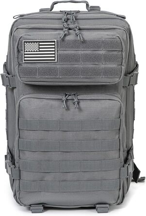 Тактичний рюкзак QT&QY 45 л армійський Molle для чоловіків, військовий штурмовий рюкзак Bundeswehr для туризму, трекінгу, 3-денний рюкзак (3.1 сірий)