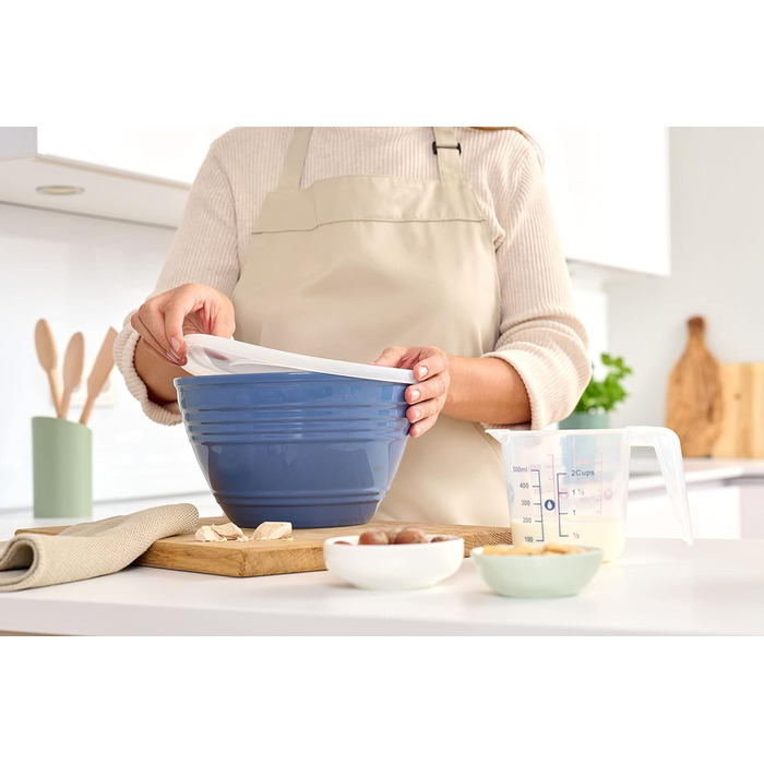 Миска для змішування Emsa Prep&Bake 4,15 л з кришкою, пластикова, для зберігання в холодильнику, нековзке дно, стабільна, підходить для миття в посудомийній машині, штабельована