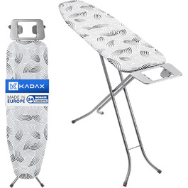 Складна прасувальна дошка KADAX 114x34 см з металевою решіткою, підставкою для праски, 5 мм підкладкою, регульованою висотою та антиковзними ніжками, сіра, виготовлена в ЄС