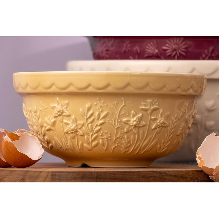 Миска для тіста Mason Cash 2 л, 21 см, стійка до сколів, керамічна, Daffodil, для хліба, пирогів, піци
