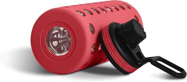 Скляна пляшка для води з силіконовим чохлом Urban Red 950 мл, 100% герметична, BPA-free, з двома кришками, для спорту, фітнесу, офісу, йоги, посудомийна машина