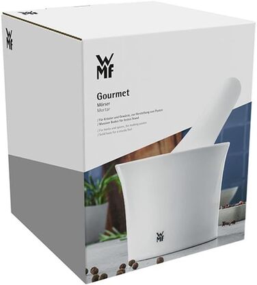 Молочник для спецій WMF Gourmet 12 см, порцеляновий, з товкачем, для подрібнення спецій, підходить для миття в посудомийній машині