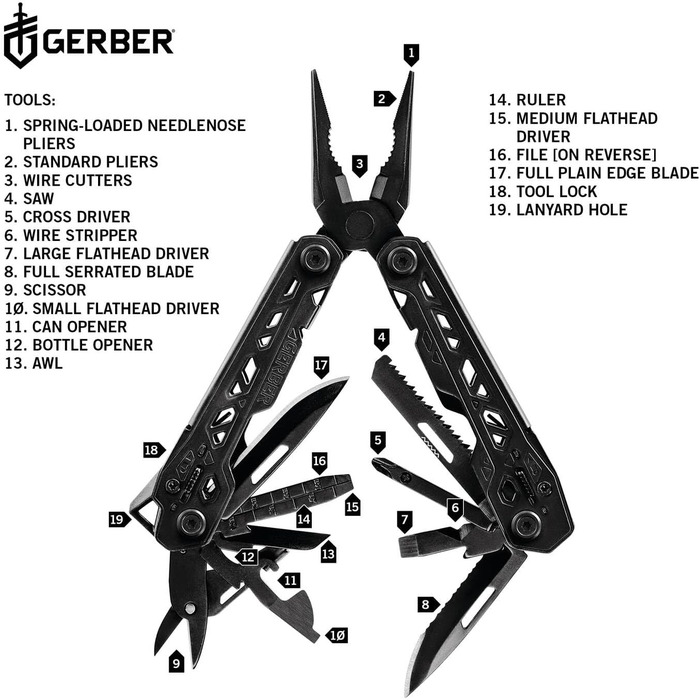 Мультитул Gerber Truss 17 в 1, чорний, з нейлоновим чохлом