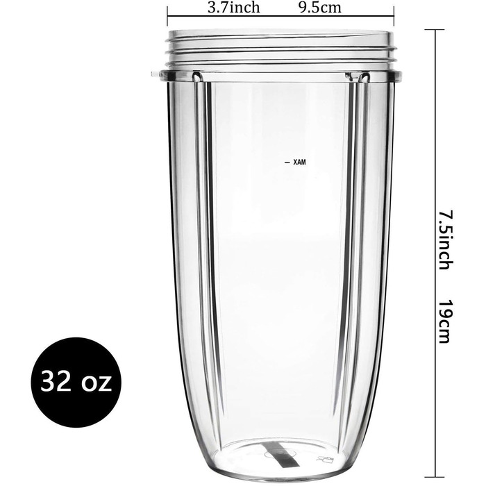 Комплект аксесуарів Poweka для Nutribullet 600W/900W, 2 чаші по 32 унції з кришками, сумісні з блендером Nutribullet