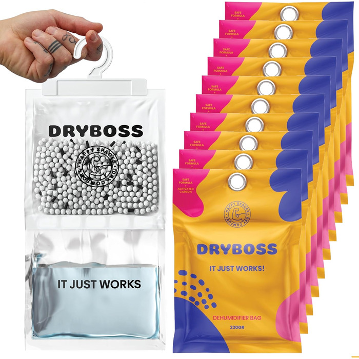 Осушувач повітря для шафи DRYBOSS Pack XL 230 г без електрики, ароматизований, вологопоглинаючий пакет для підвішування, 20 шт.