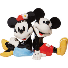 Керамічний набір солонка і перечниця Disney Enesco, Міккі та Мінні Маус, 8,9 см, багатоколірний, сидячі