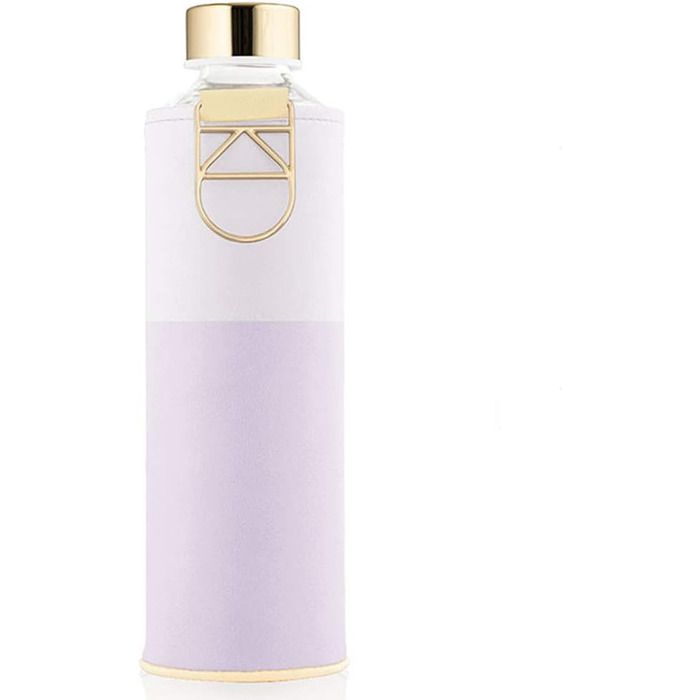 Велика пляшка для води EQUA 750 мл з боросилікатного скла, BPA-free, лілова, із захисним чохлом з екошкіри, герметична
