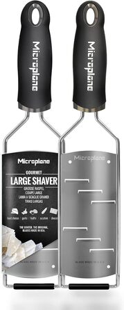 Терка Microplane велика для твердого сиру, шоколаду та трюфелів, чорна, з нержавіючими лезами, виробництво США